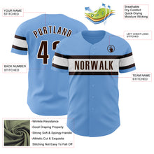 Charger l&#39;image dans la galerie, Custom Light Blue Brown-White Authentic Baseball Jersey
