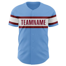 Laden Sie das Bild in den Galerie-Viewer, Custom Light Blue Maroon-White Authentic Baseball Jersey
