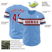 Laden Sie das Bild in den Galerie-Viewer, Custom Light Blue Maroon-White Authentic Baseball Jersey
