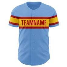 Загрузить изображение в средство просмотра галереи, Custom Light Blue Red-Yellow Authentic Baseball Jersey
