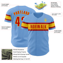 Загрузить изображение в средство просмотра галереи, Custom Light Blue Red-Yellow Authentic Baseball Jersey
