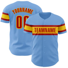 Загрузить изображение в средство просмотра галереи, Custom Light Blue Red-Yellow Authentic Baseball Jersey
