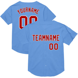 Custom Light Blue Red-White Mesh Authentic Throwback Baseball Jersey