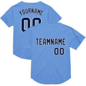 Custom Light Blue Navy-White Mesh Authentic Throwback Baseball Jersey