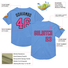 Загрузить изображение в средство просмотра галереи, Custom Light Blue Pink-Black Mesh Authentic Throwback Baseball Jersey
