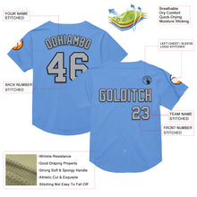 Charger l&#39;image dans la galerie, Custom Light Blue Gray-Black Mesh Authentic Throwback Baseball Jersey
