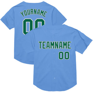 Custom Light Blue Kelly Green-White Mesh Authentic Throwback Baseball Jersey