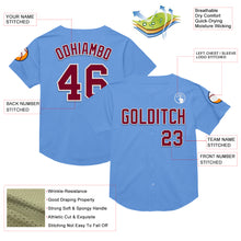 Laden Sie das Bild in den Galerie-Viewer, Custom Light Blue Maroon-White Mesh Authentic Throwback Baseball Jersey
