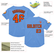 Загрузить изображение в средство просмотра галереи, Custom Light Blue Orange-Black Mesh Authentic Throwback Baseball Jersey
