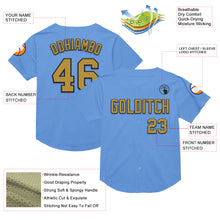 Загрузить изображение в средство просмотра галереи, Custom Light Blue Old Gold-Black Mesh Authentic Throwback Baseball Jersey
