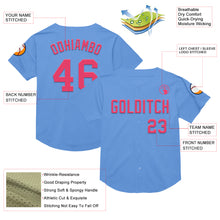 Загрузить изображение в средство просмотра галереи, Custom Light Blue Neon Pink Mesh Authentic Throwback Baseball Jersey
