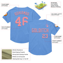 Charger l&#39;image dans la galerie, Custom Light Blue Medium Pink Mesh Authentic Throwback Baseball Jersey
