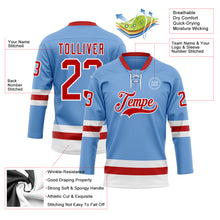 Загрузить изображение в средство просмотра галереи, Custom Light Blue Red-White Hockey Lace Neck Jersey
