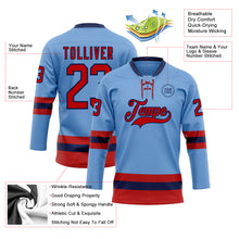 Загрузить изображение в средство просмотра галереи, Custom Light Blue Red-Navy Hockey Lace Neck Jersey
