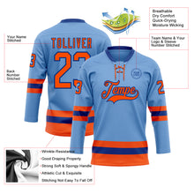 Загрузить изображение в средство просмотра галереи, Custom Light Blue Orange-Royal Hockey Lace Neck Jersey
