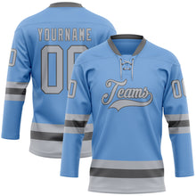 Загрузить изображение в средство просмотра галереи, Custom Light Blue Gray-Steel Gray Hockey Lace Neck Jersey
