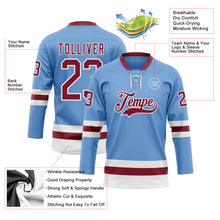 Загрузить изображение в средство просмотра галереи, Custom Light Blue Crimson-White Hockey Lace Neck Jersey
