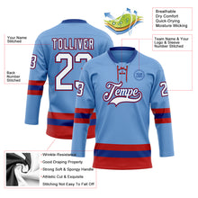 Загрузить изображение в средство просмотра галереи, Custom Light Blue Royal-Red Hockey Lace Neck Jersey
