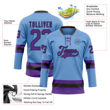 Загрузить изображение в средство просмотра галереи, Custom Light Blue Purple-Black Hockey Lace Neck Jersey
