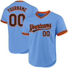 Загрузить изображение в средство просмотра галереи, Custom Light Blue Black-Orange Authentic Throwback Baseball Jersey
