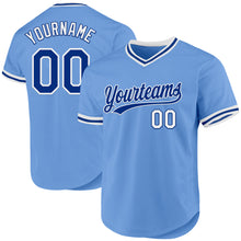 Загрузить изображение в средство просмотра галереи, Custom Light Blue Royal-White Authentic Throwback Baseball Jersey
