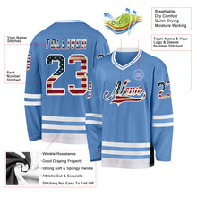 Charger l&#39;image dans la galerie, Custom Light Blue Vintage USA Flag-White Hockey Jersey
