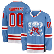 Charger l&#39;image dans la galerie, Custom Light Blue Red-White Hockey Jersey
