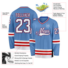 Загрузить изображение в средство просмотра галереи, Custom Light Blue Royal-Red Hockey Jersey
