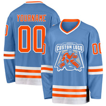 Charger l&#39;image dans la galerie, Custom Light Blue Orange-White Hockey Jersey
