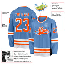 Charger l&#39;image dans la galerie, Custom Light Blue Orange-White Hockey Jersey
