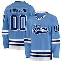 Charger l&#39;image dans la galerie, Custom Light Blue Navy-White Hockey Jersey
