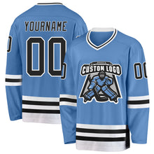 Charger l&#39;image dans la galerie, Custom Light Blue Black-White Hockey Jersey
