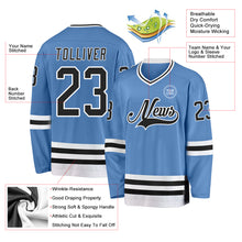 Charger l&#39;image dans la galerie, Custom Light Blue Black-White Hockey Jersey
