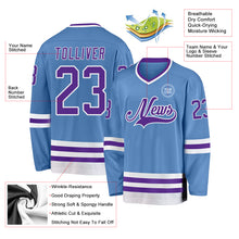 Charger l&#39;image dans la galerie, Custom Light Blue Purple-White Hockey Jersey
