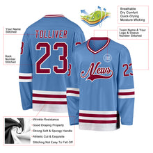 Загрузить изображение в средство просмотра галереи, Custom Light Blue Maroon-White Hockey Jersey
