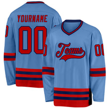 Charger l&#39;image dans la galerie, Custom Light Blue Red-Navy Hockey Jersey
