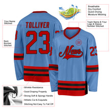 Charger l&#39;image dans la galerie, Custom Light Blue Red-Black Hockey Jersey
