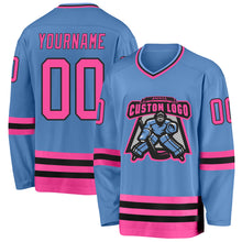 Charger l&#39;image dans la galerie, Custom Light Blue Pink-Black Hockey Jersey
