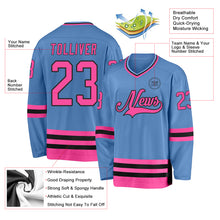 Charger l&#39;image dans la galerie, Custom Light Blue Pink-Black Hockey Jersey
