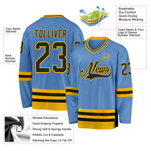 Charger l&#39;image dans la galerie, Custom Light Blue Black-Gold Hockey Jersey
