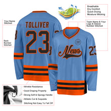 Charger l&#39;image dans la galerie, Custom Light Blue Black-Orange Hockey Jersey
