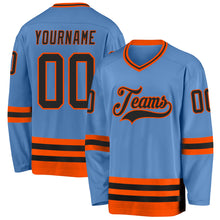 Charger l&#39;image dans la galerie, Custom Light Blue Black-Orange Hockey Jersey
