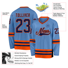 Charger l&#39;image dans la galerie, Custom Light Blue Navy-Orange Hockey Jersey
