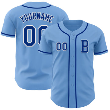 Custom Light Blue Royal-White Authentic Baseball Jersey