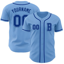 Load image into Gallery viewer, Custom Light Blue Royal Authentic Baseball Jersey
