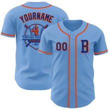 Load image into Gallery viewer, Custom Light Blue Royal-Orange Authentic Baseball Jersey
