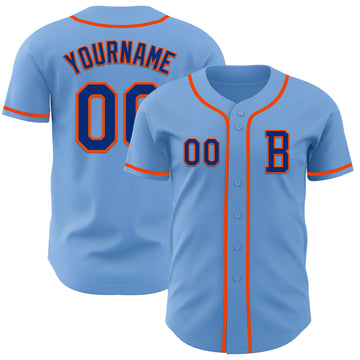 Custom Light Blue Royal-Orange Authentic Baseball Jersey