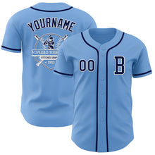 Load image into Gallery viewer, Custom Light Blue Navy-White Authentic Baseball Jersey
