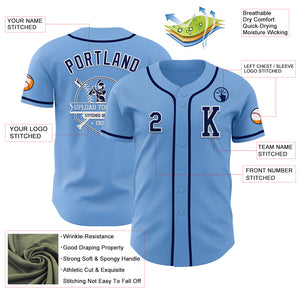 Custom Light Blue Navy-White Authentic Baseball Jersey