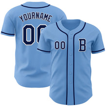 Load image into Gallery viewer, Custom Light Blue Navy-White Authentic Baseball Jersey
